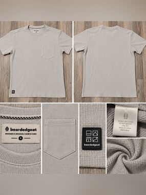 beardedgoat Gray Waffle Knit Pocket Tee Size Small Outdoor Casual Shirt